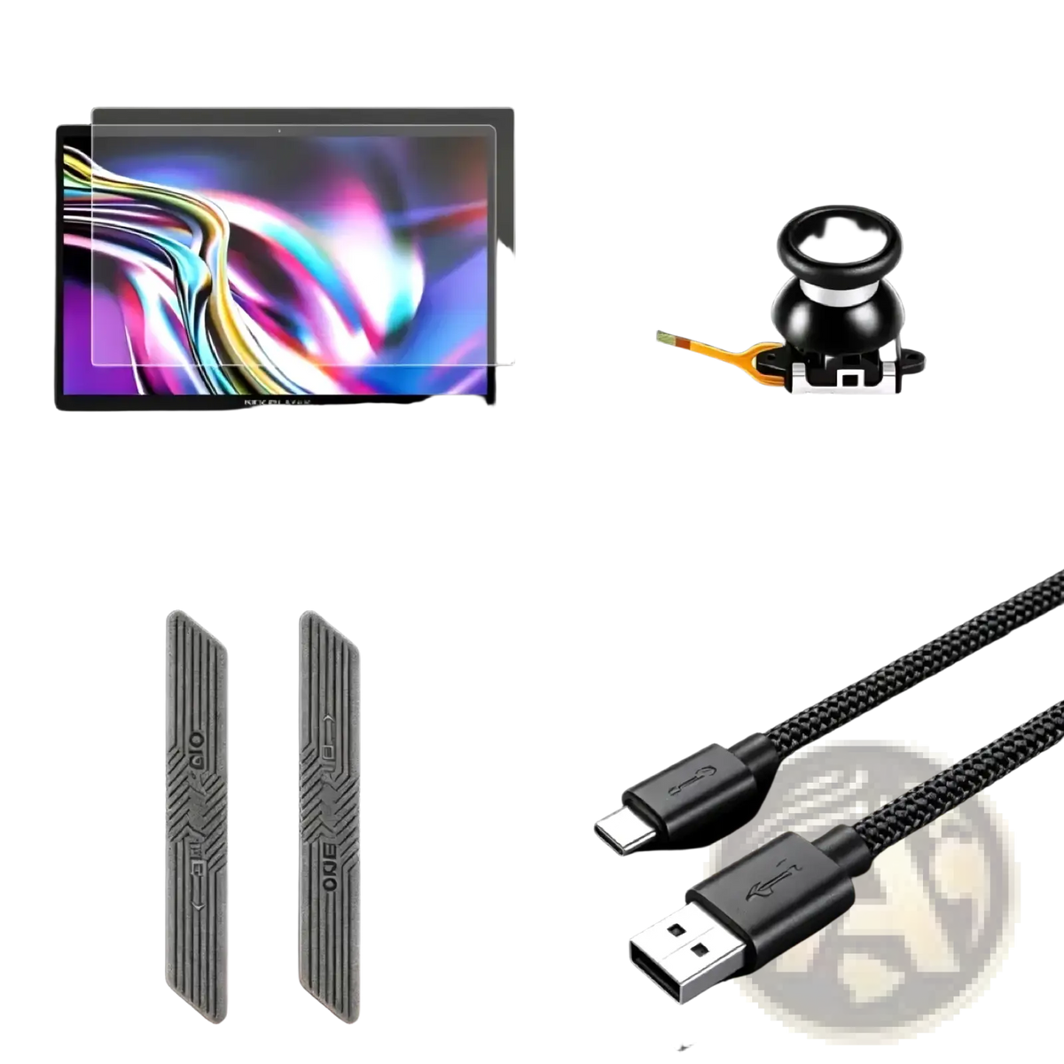 Onexplayer accessories pack full protection kit with black braided usb-c and usb-a charging cables with metallic connectors