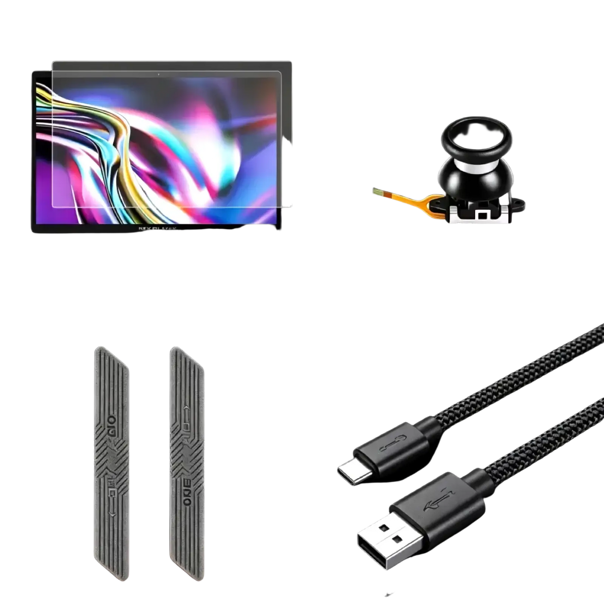Onexplayer accessories pack full protection kit with black braided usb-c and usb-a charging cables with metallic connectors