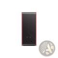 Black and red onexplayer super x gaming pc case with sleek angular design in accessories and storage kit