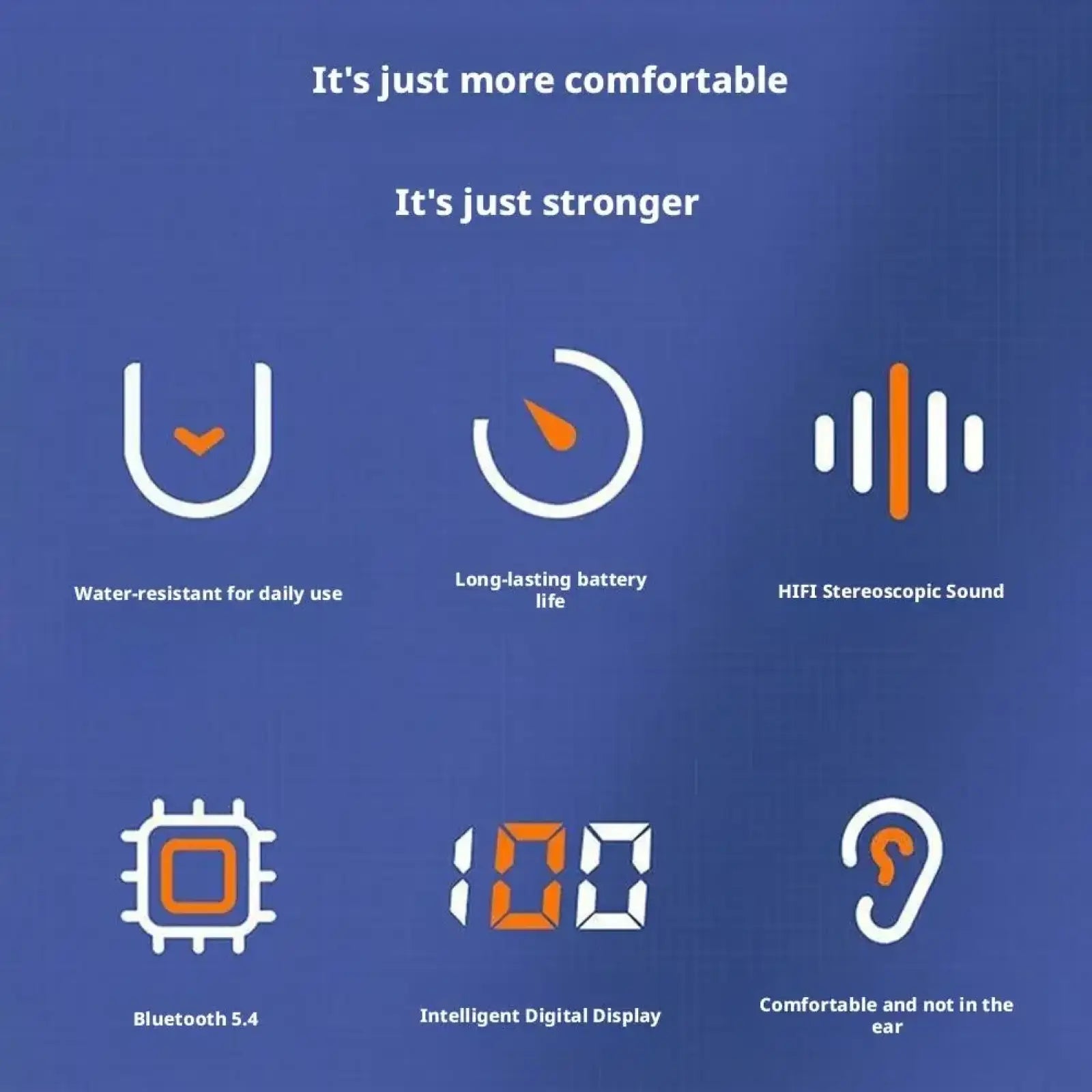 Open ear bluetooth 5.4 sport earhook headphones with sleek design and vibrant orange accents for enhanced audio performance
