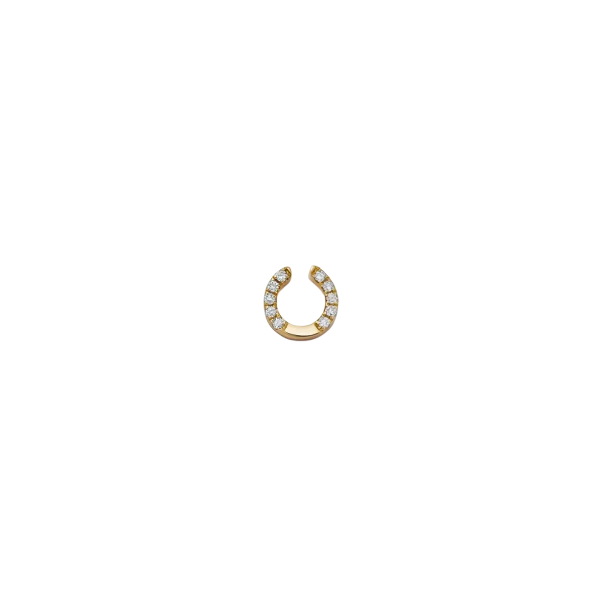 A delicate gold horseshoe-shaped earring with clear stones complements women girls simple fashion and open pendant necklace styles