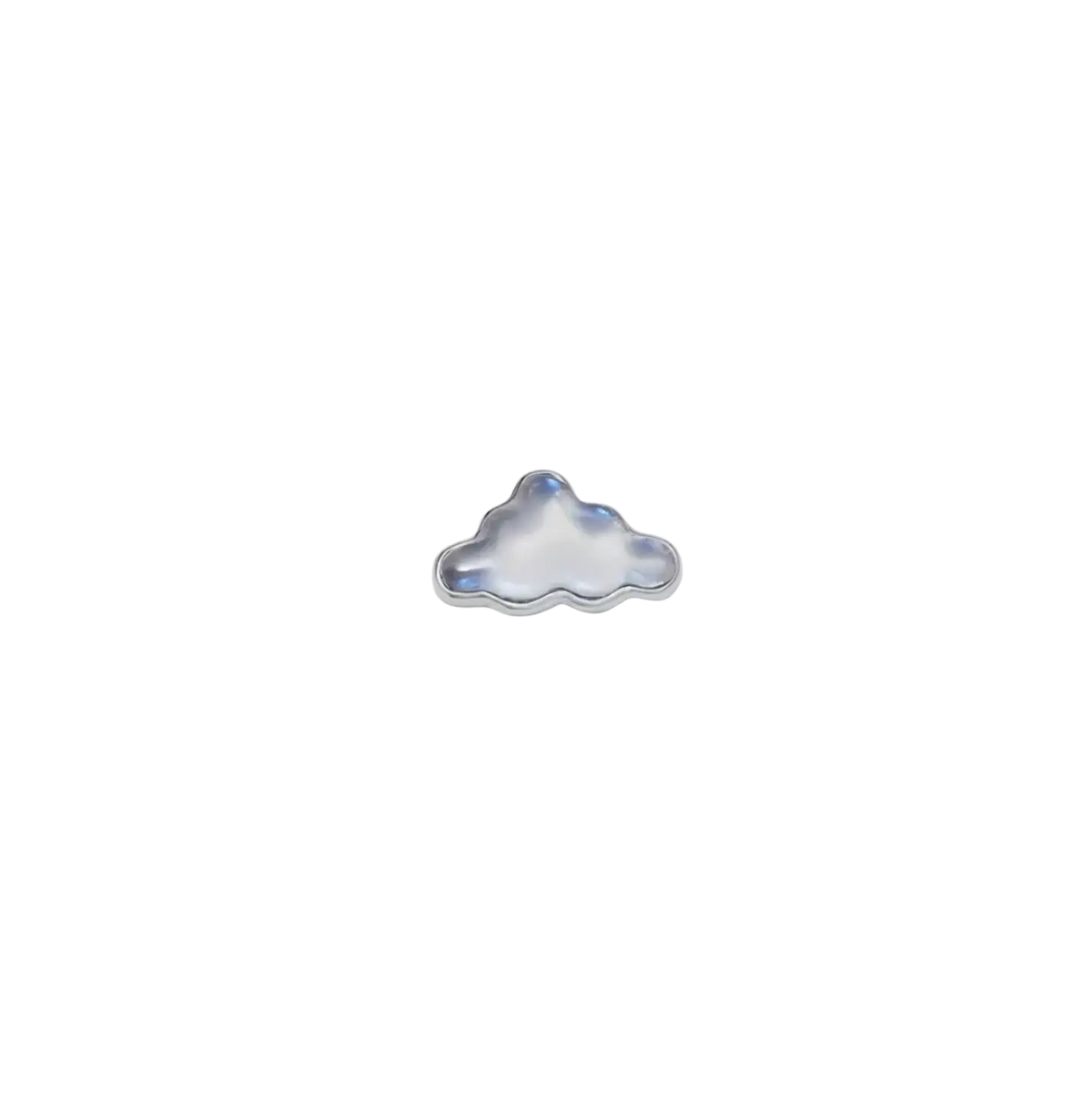 A delicate silver open pendant necklace for women girls simple fashion with a cloud-shaped iridescent charm