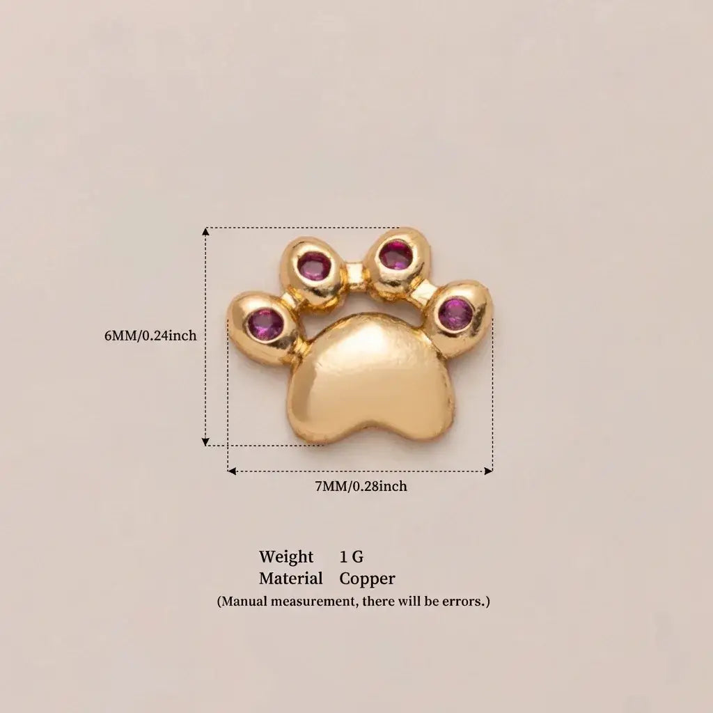 Gold-colored copper open pendant necklace with purple gemstones paw print charm for women girls simple fashion