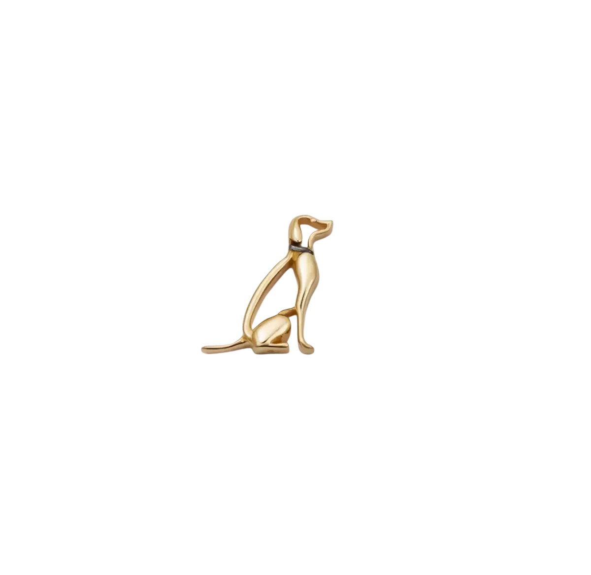 Gold-colored dog-shaped brooch with minimalist design and black collar detail for women girls simple fashion open pendant necklace