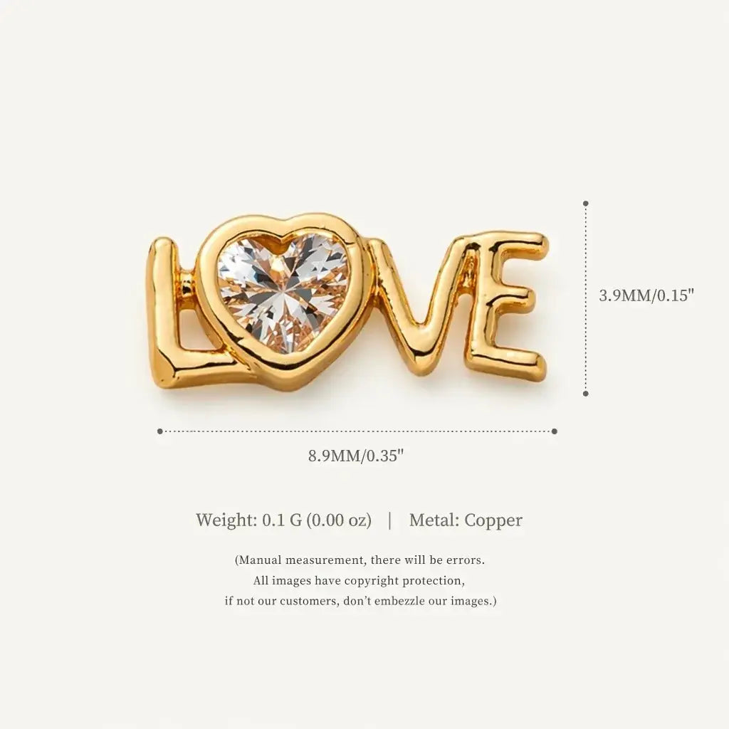 Gold-colored love letter charm with faceted crystal open pendant necklace for women girls simple fashion
