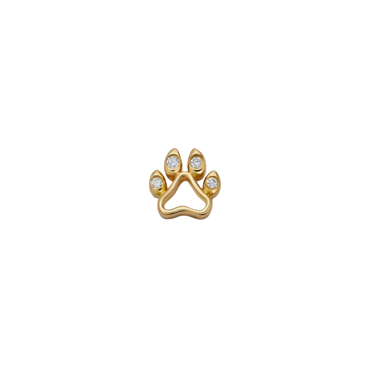 Gold-colored paw print charm open pendant necklace for women girls simple fashion with four clear toe gemstones