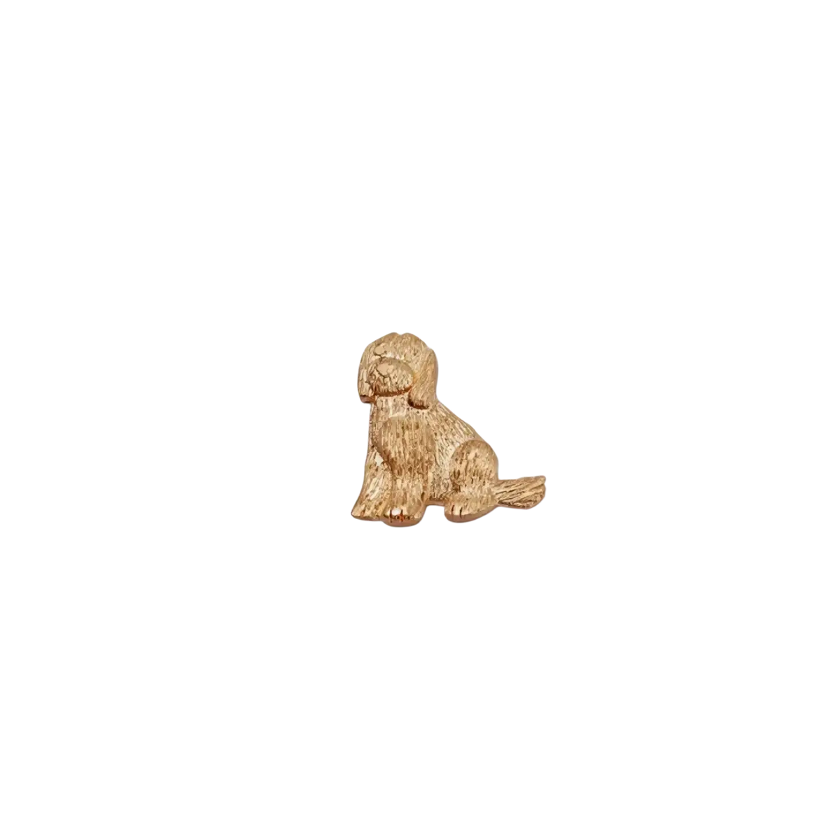 Gold-toned dog-shaped brooch with textured fur detail complementing women girls simple fashion open pendant necklace