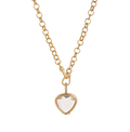 Gold-toned open pendant necklace for women girls simple fashion featuring heart-shaped clear quartz with diamond accent