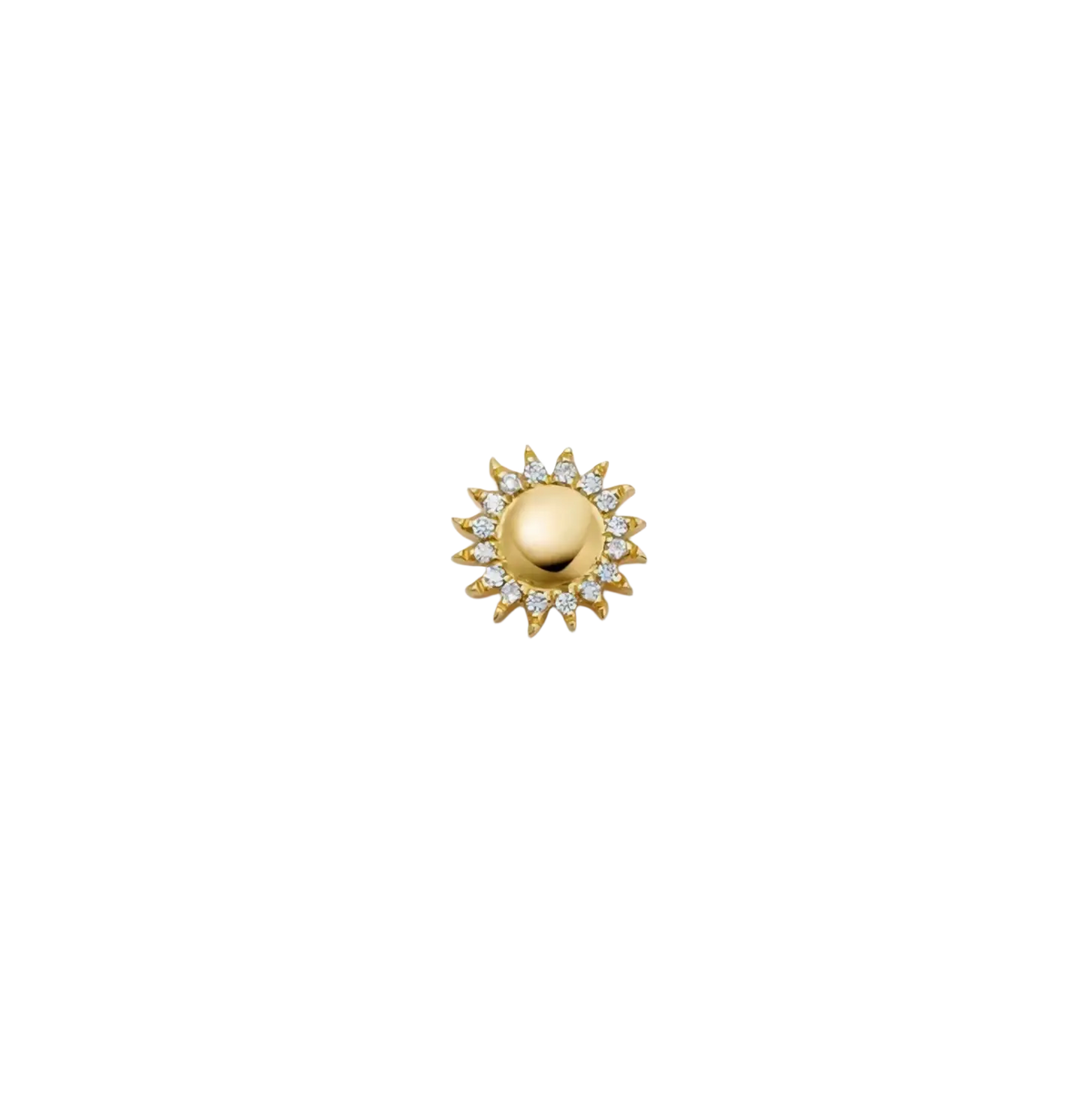 A golden sun-shaped stud earring with sparkling diamonds complements an open pendant necklace for women girls simple fashion