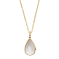Delicate gold open pendant necklace for women girls simple featuring a clear faceted gemstone in a polished frame