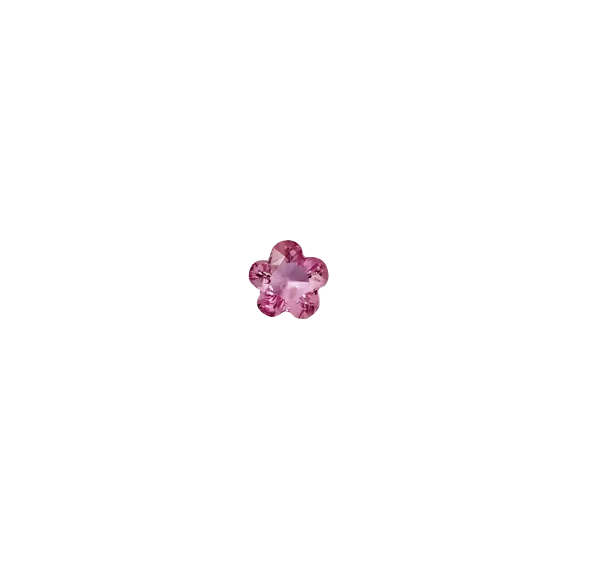 A faceted pink gemstone cut into a five-petal flower shape in an open pendant necklace for women girls simple fashion