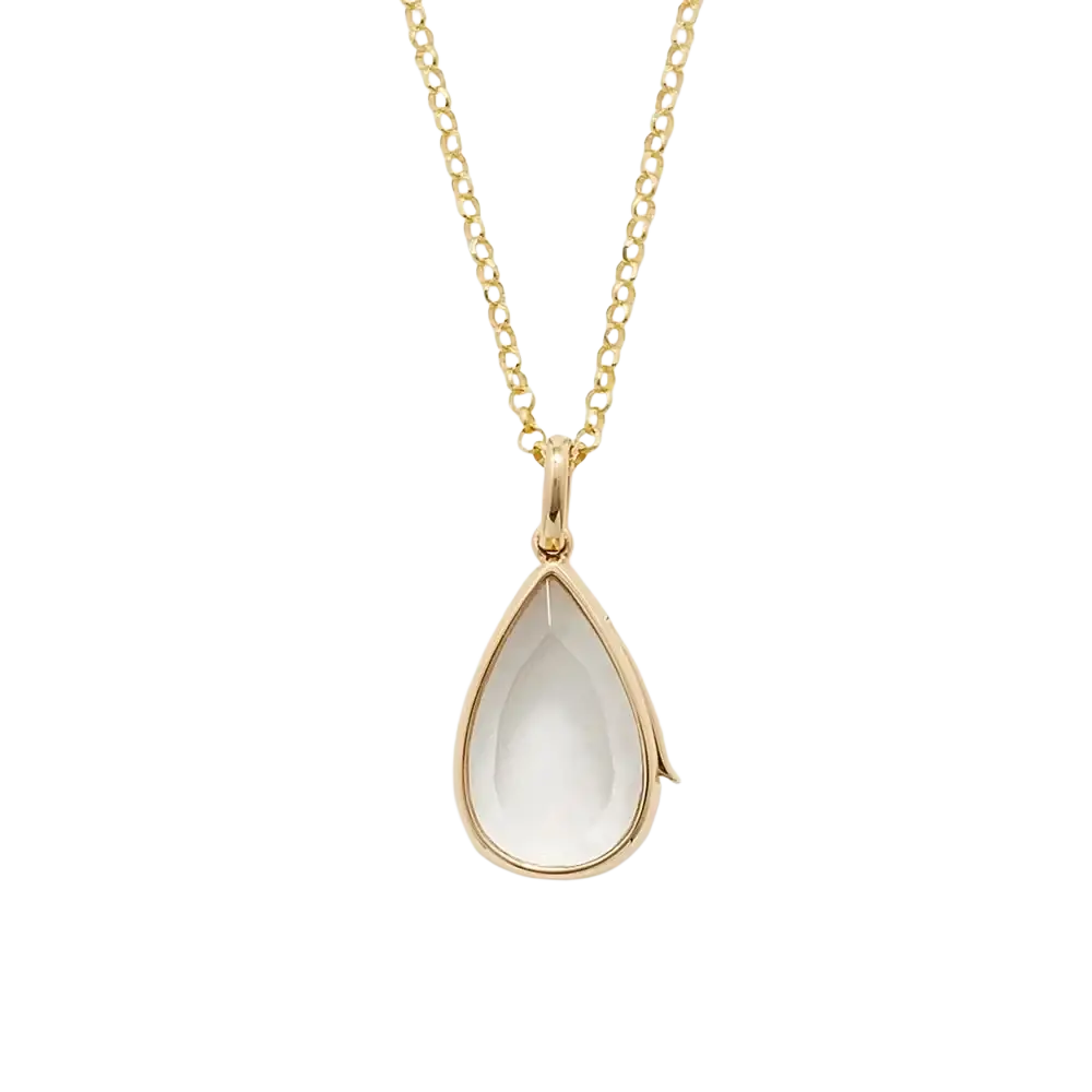 Delicate gold open pendant necklace for women girls simple fashion featuring clear faceted gemstone in polished frame