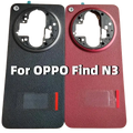 Black and red leather back cases for oppo find n3 with circular camera cutouts and built-in adhesive tape on rear side