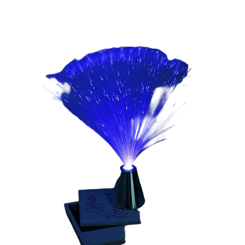 Blue optic fiber led atmosphere light with cycle flashing feature and metallic base for decorative use