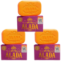 Orange alada cleansing soap bars with embossed crown on purple box designed for skin feeling bright and refreshed