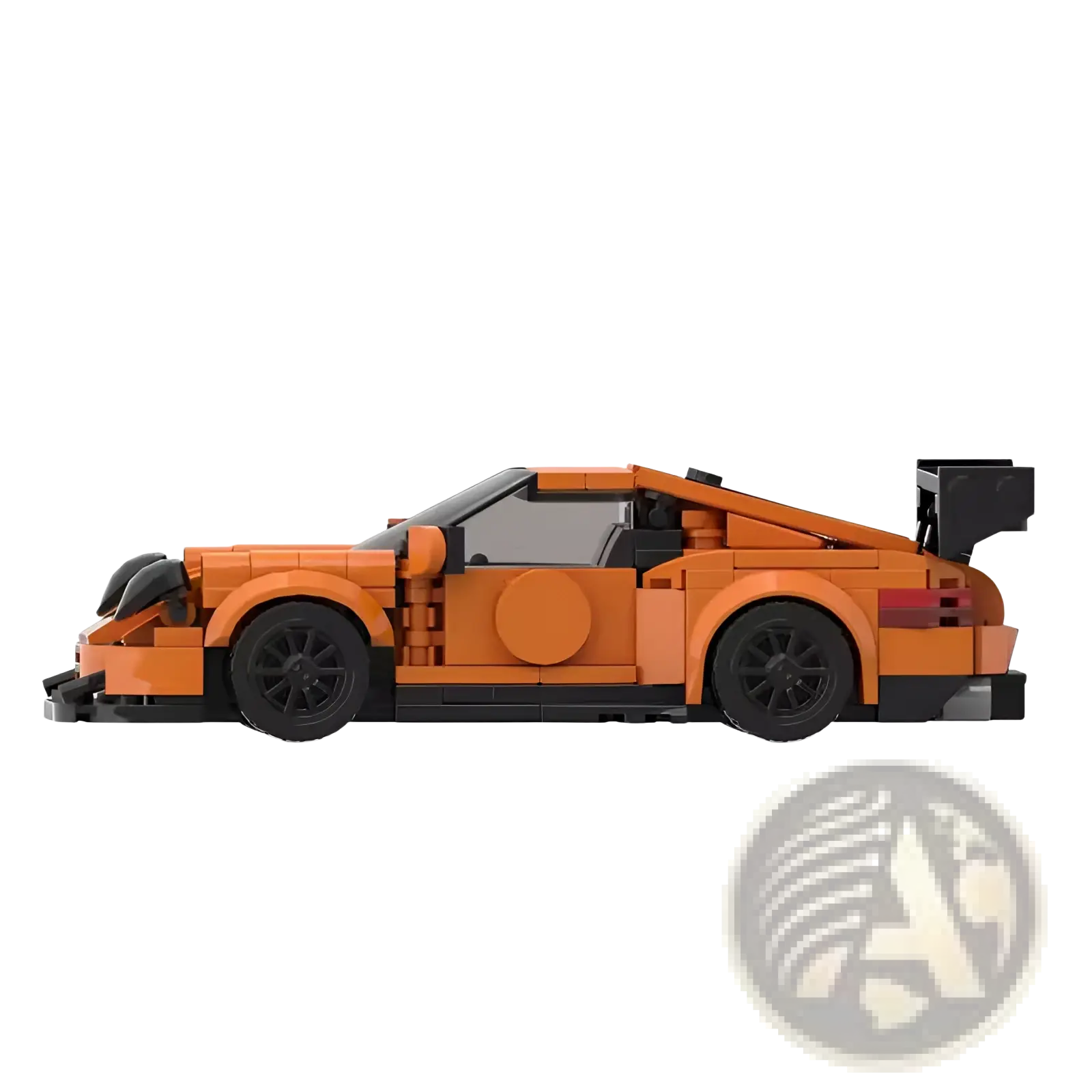 Orange and black lego technic race car model with sleek aerodynamic design from orange lego sports car building block set 384pcs