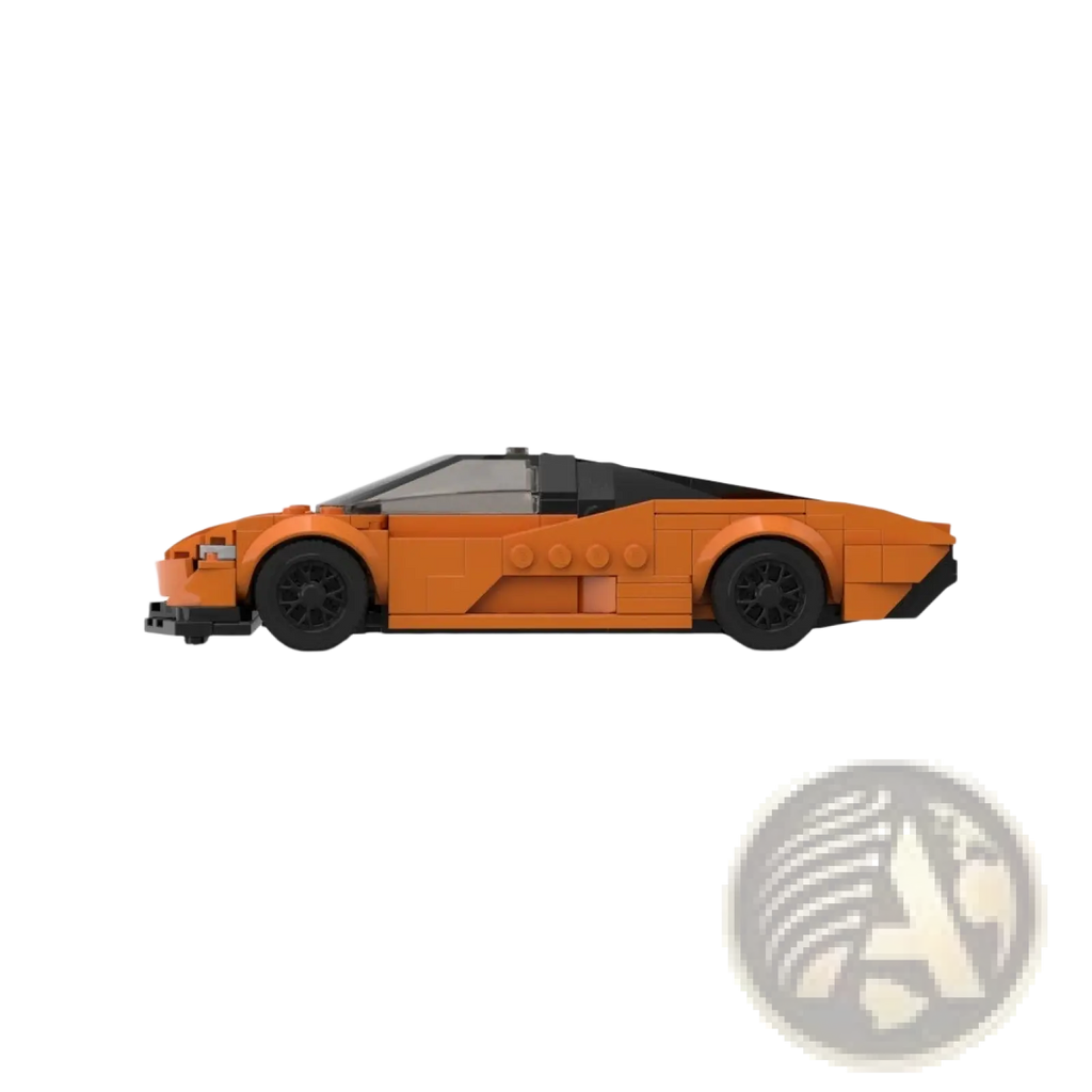 Orange mclaren speedtail building block sports car toy model with orange body black wheels and roof