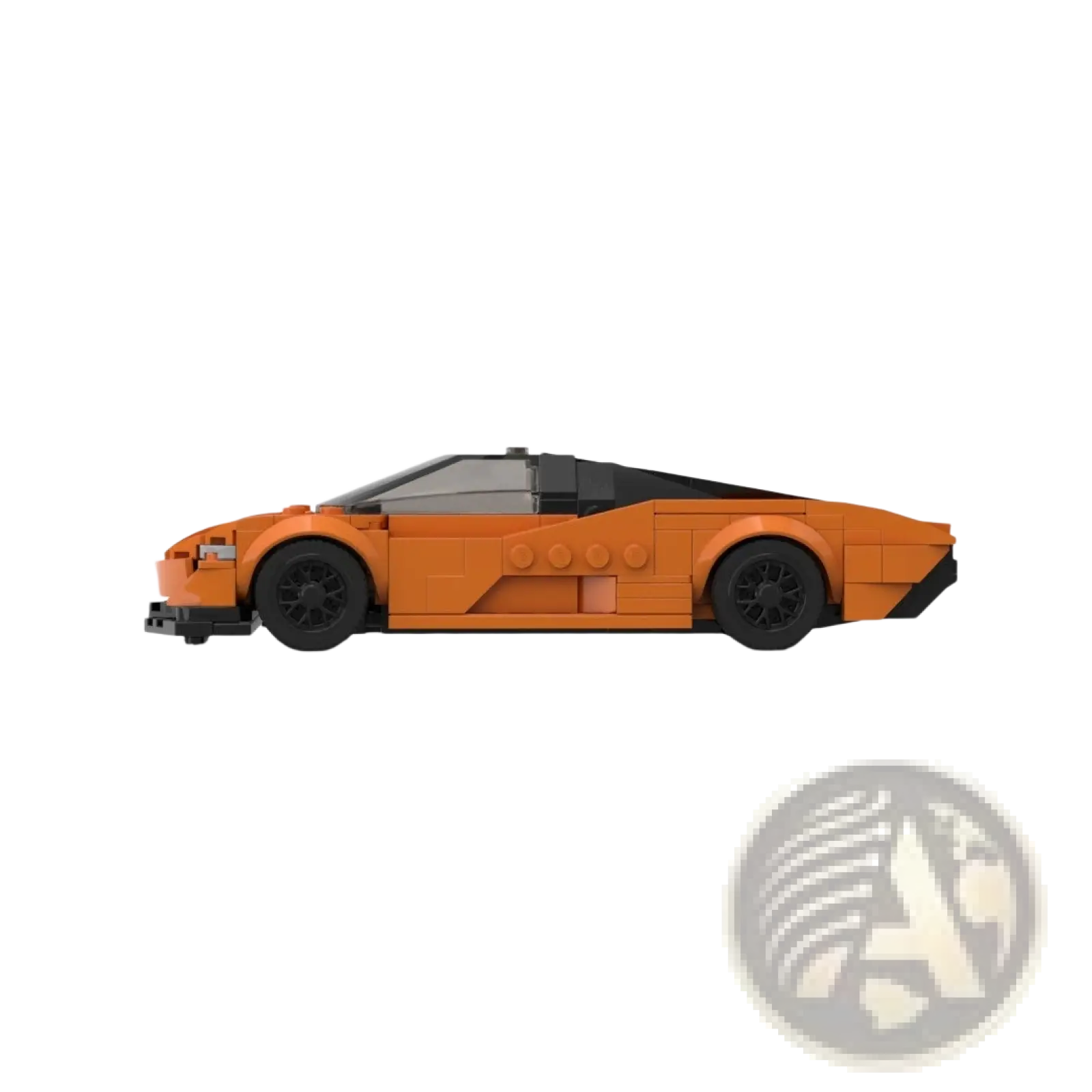 Orange mclaren speedtail building block sports car toy model with orange body black wheels and roof