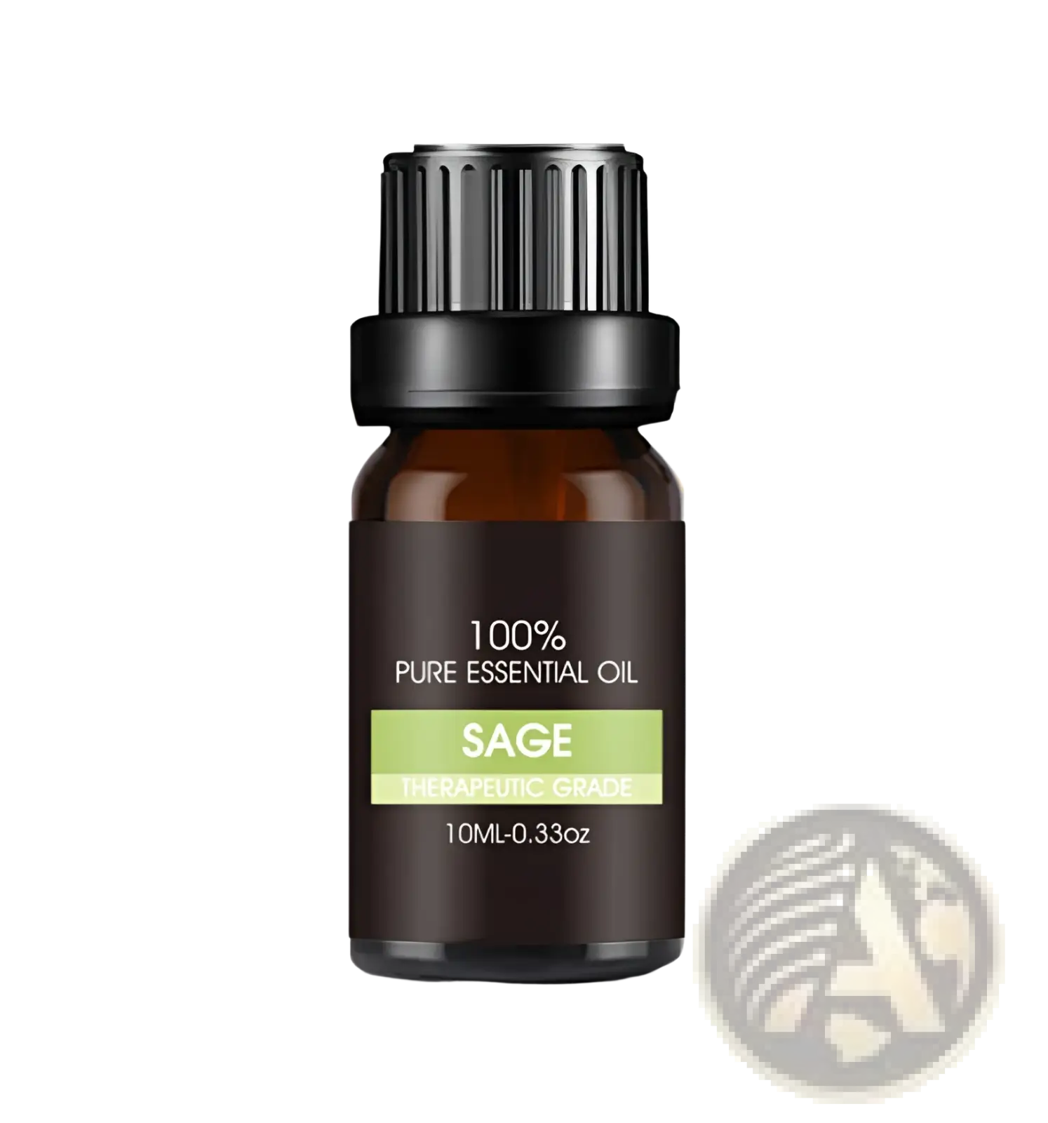 A dark amber glass bottle of 100% pure sage essential oil from organic essential oils set 10ml aromatherapy gift kit