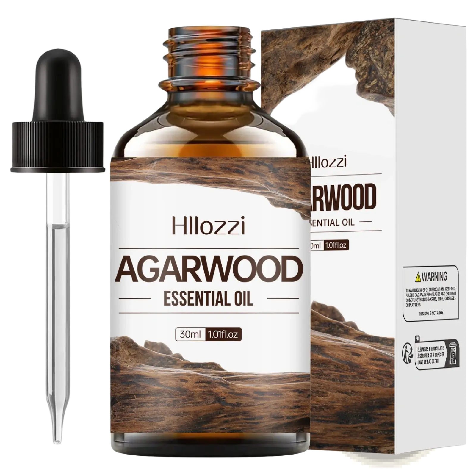 Hillozzi organic myrrh and wintergreen essential oil in a 30ml amber glass bottle with black dropper