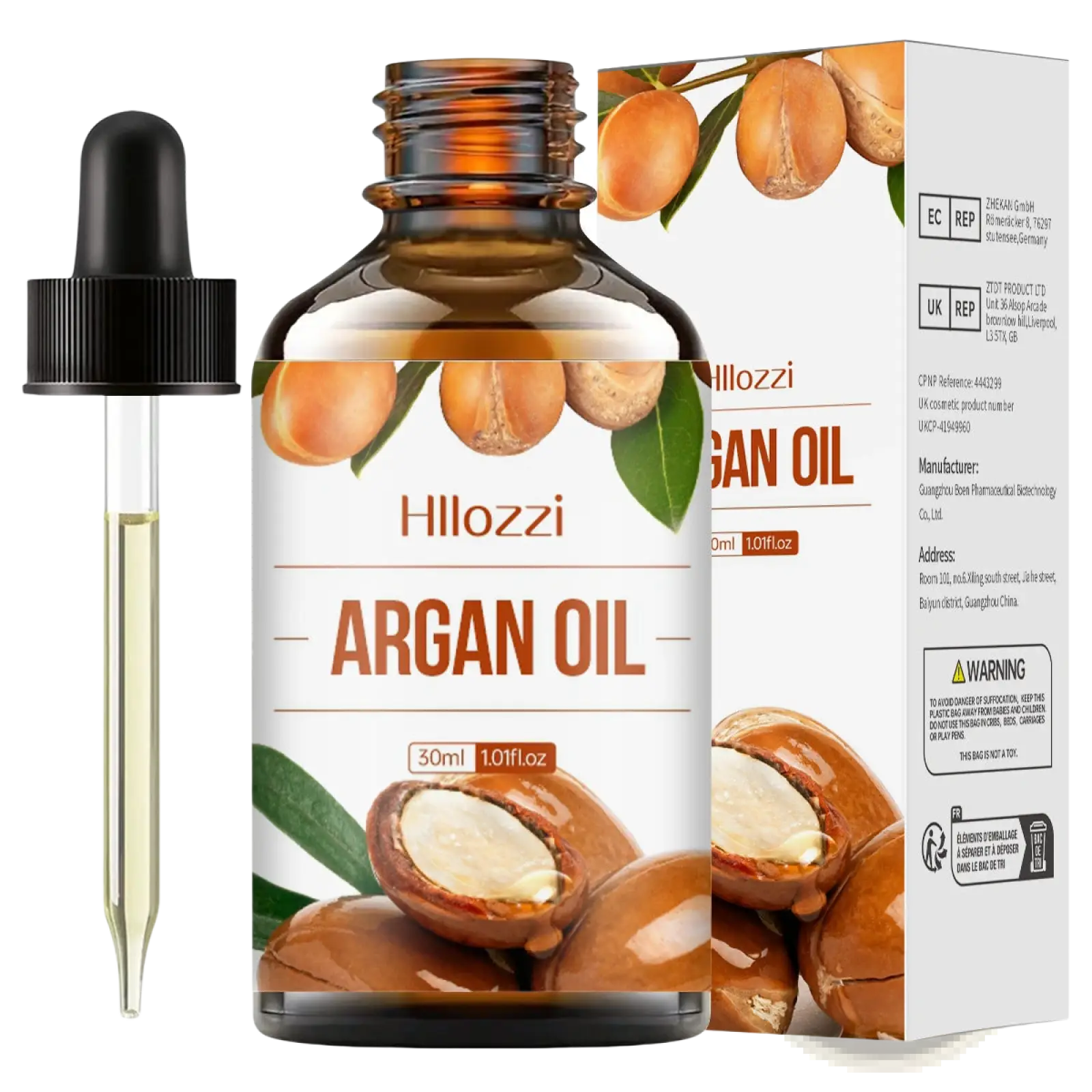 Hillozzi organic myrrh and wintergreen essential oil 30ml in amber glass bottle with black dropper and matching packaging