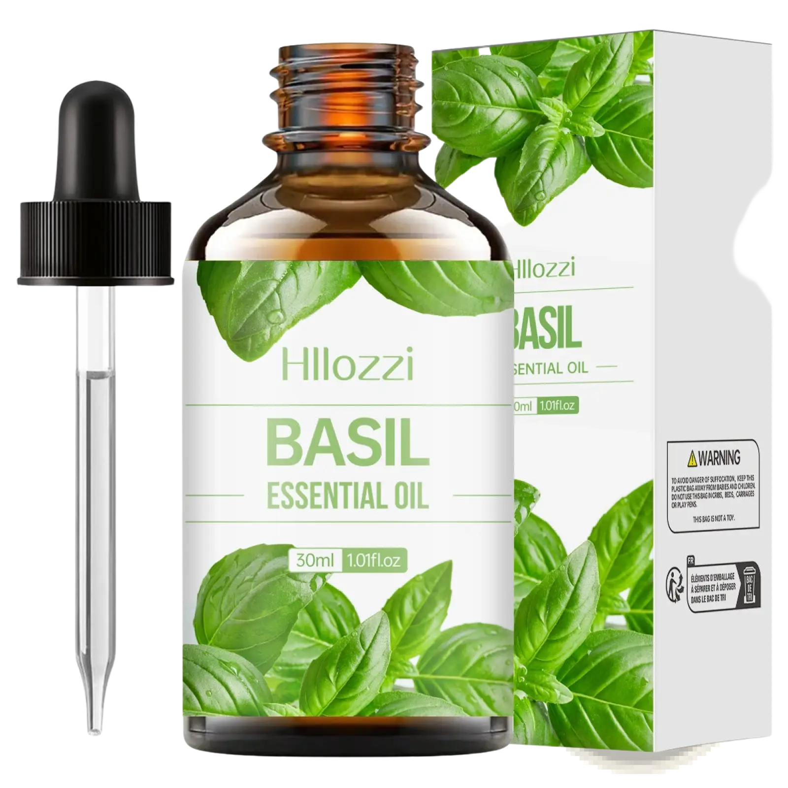 Hillozzi organic myrrh and wintergreen essential oil 30ml in amber glass bottle with black dropper cap
