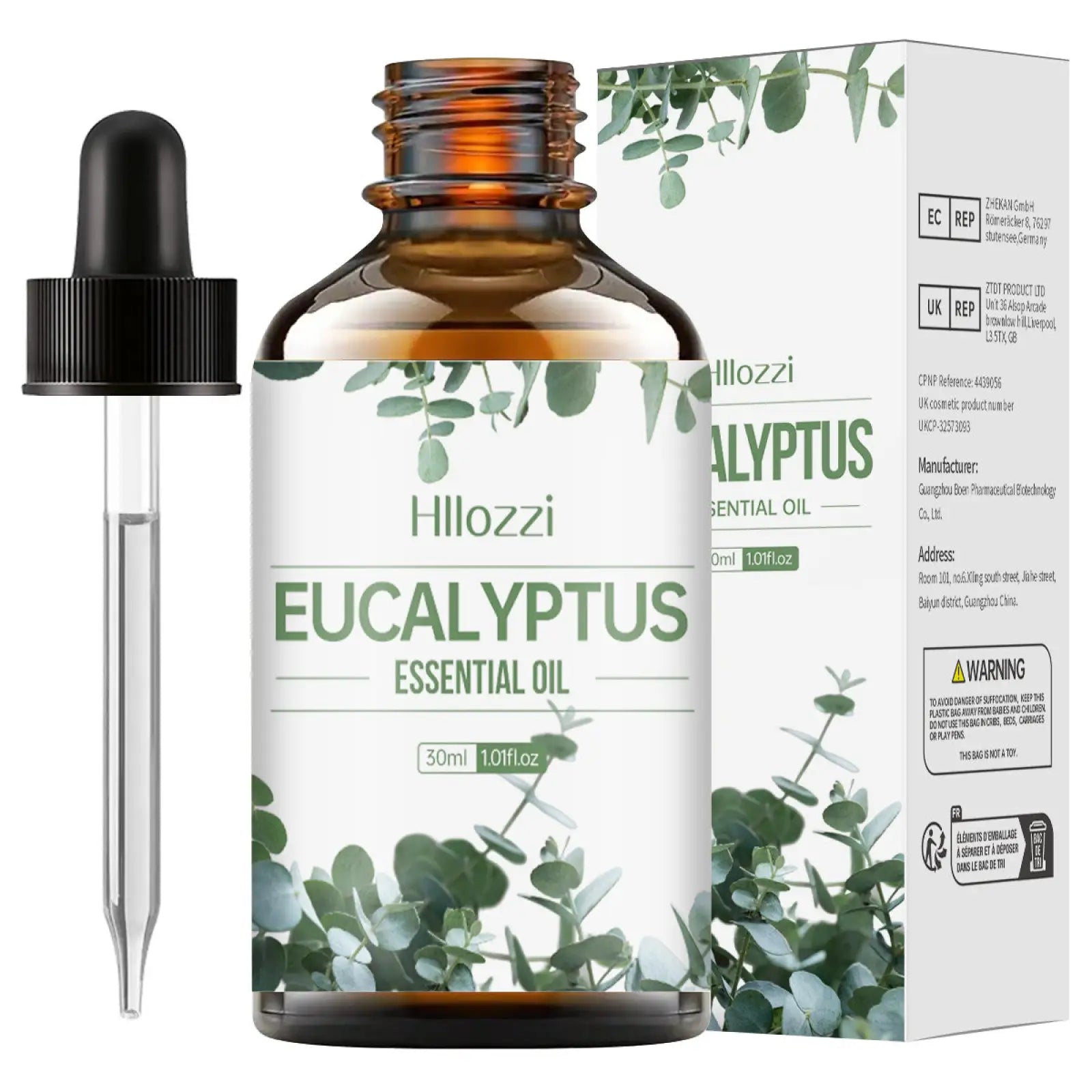 Hillozzi organic myrrh and wintergreen essential oil in a 30ml amber glass bottle with black dropper cap