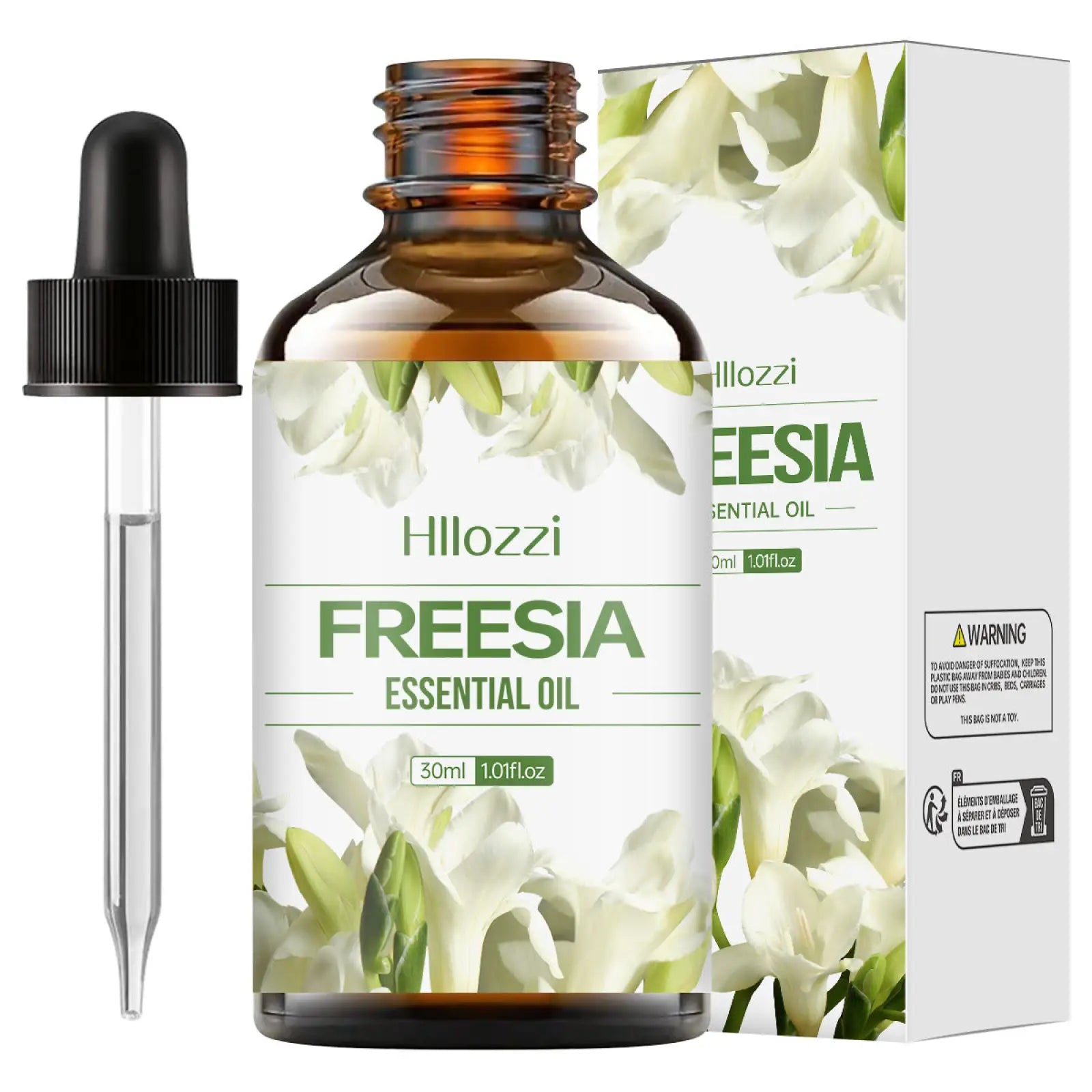 Hllozzi organic myrrh and wintergreen essential oil in a 30ml amber glass bottle with black dropper cap
