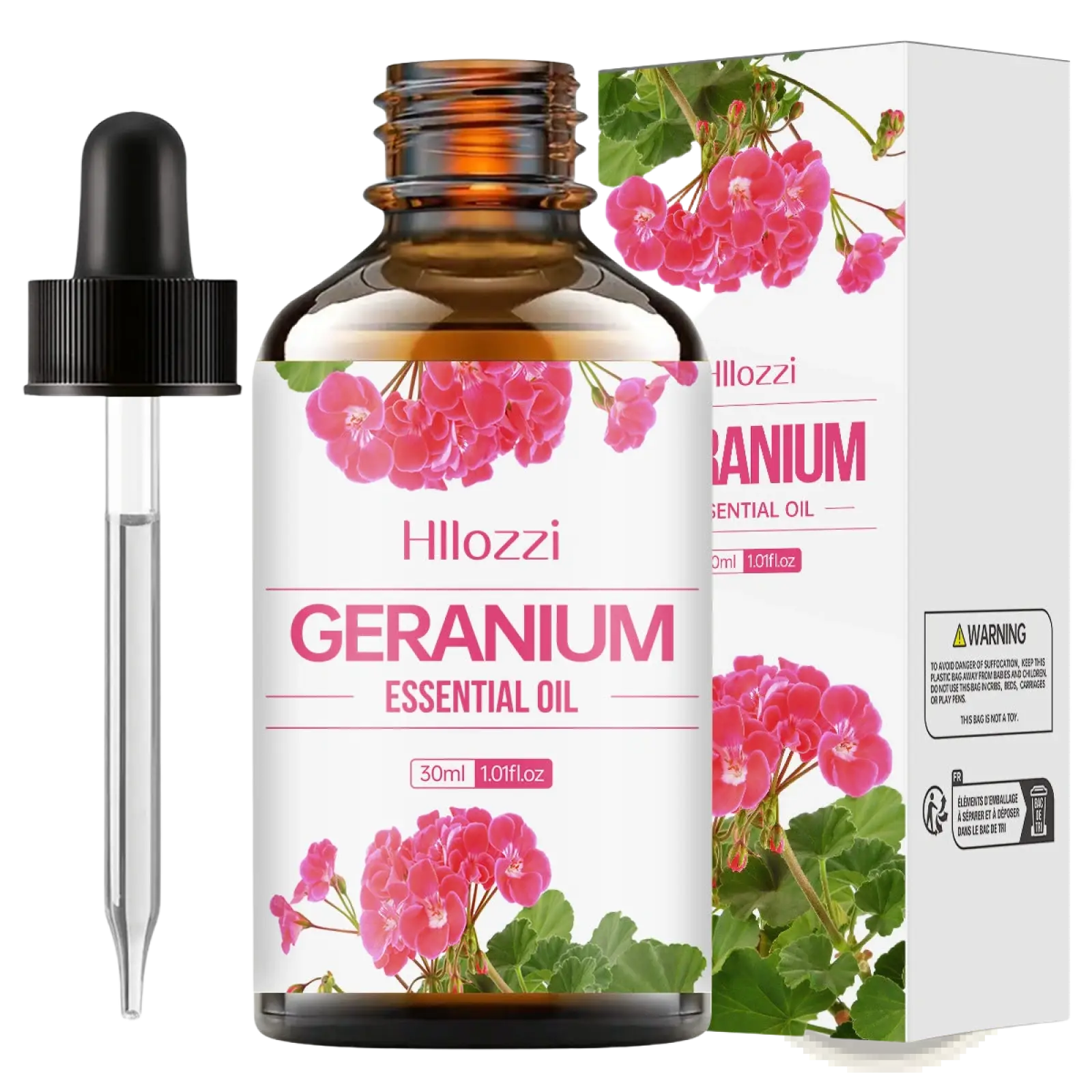Hillozzi organic myrrh and wintergreen essential oil 30ml in amber glass bottle with black dropper cap