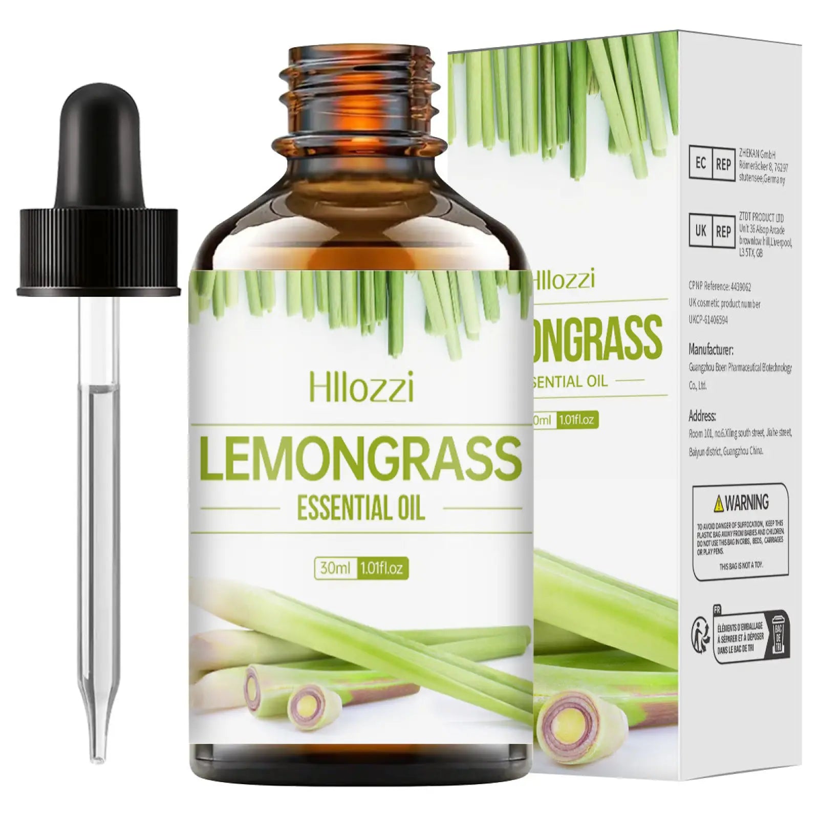 Hillozzi organic myrrh and wintergreen essential oil 30ml amber glass bottle with black dropper front view