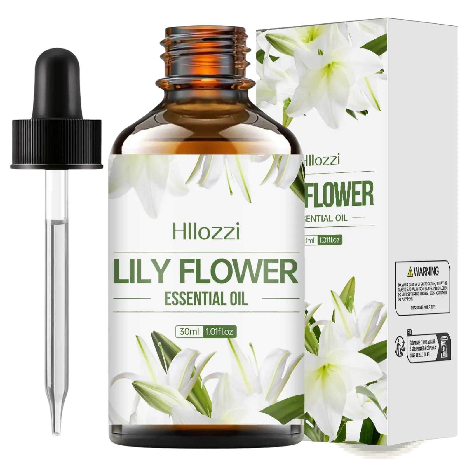 Hillozzi organic myrrh and wintergreen essential oil in a 30ml amber glass bottle with black dropper cap