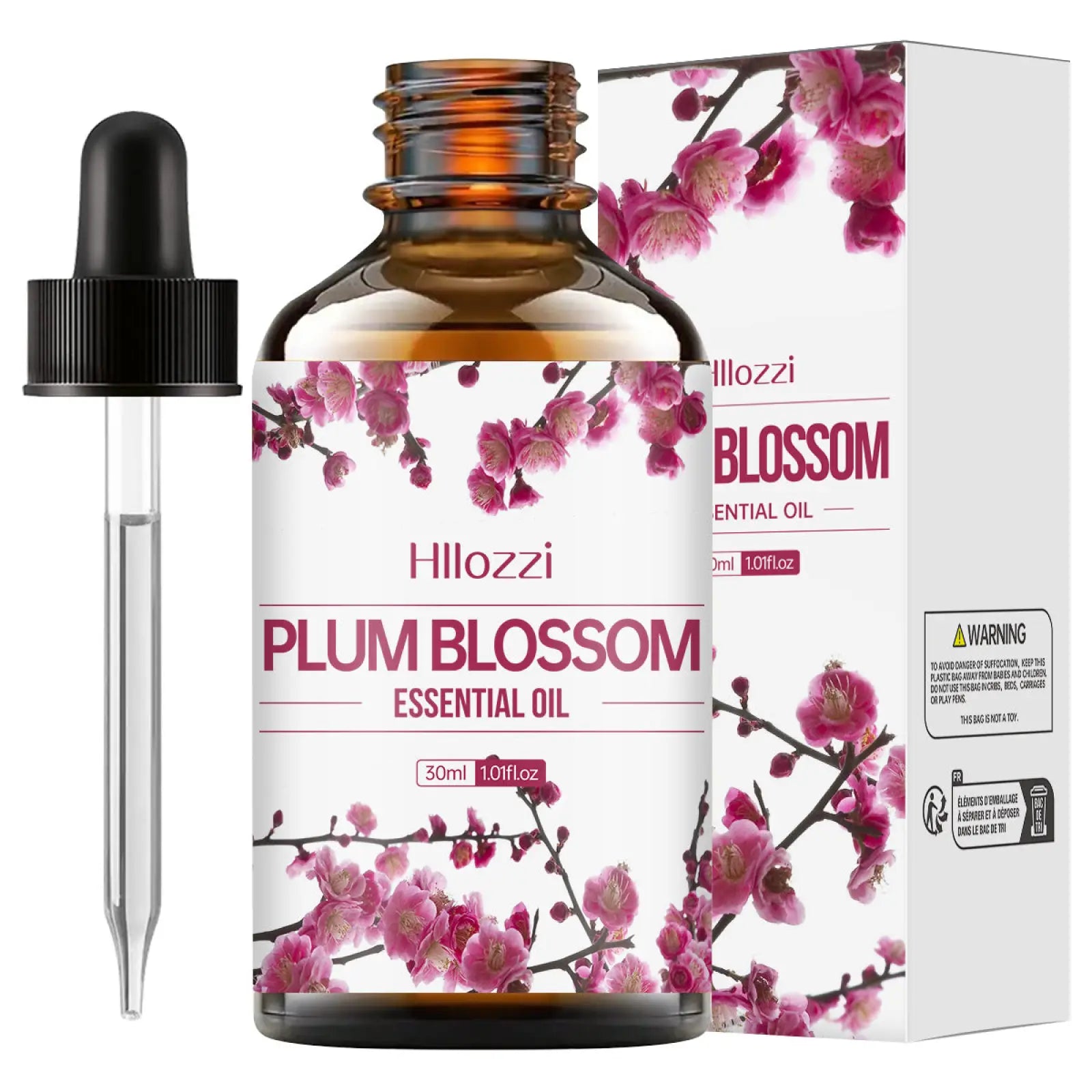 Hillozzi organic myrrh and wintergreen essential oil 30ml in amber glass bottle with black dropper for aromatherapy use