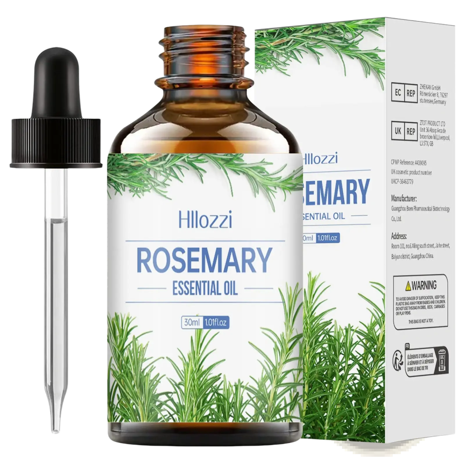 Hillozzi organic myrrh and wintergreen essential oil 30ml in amber glass bottle with black dropper for aromatherapy