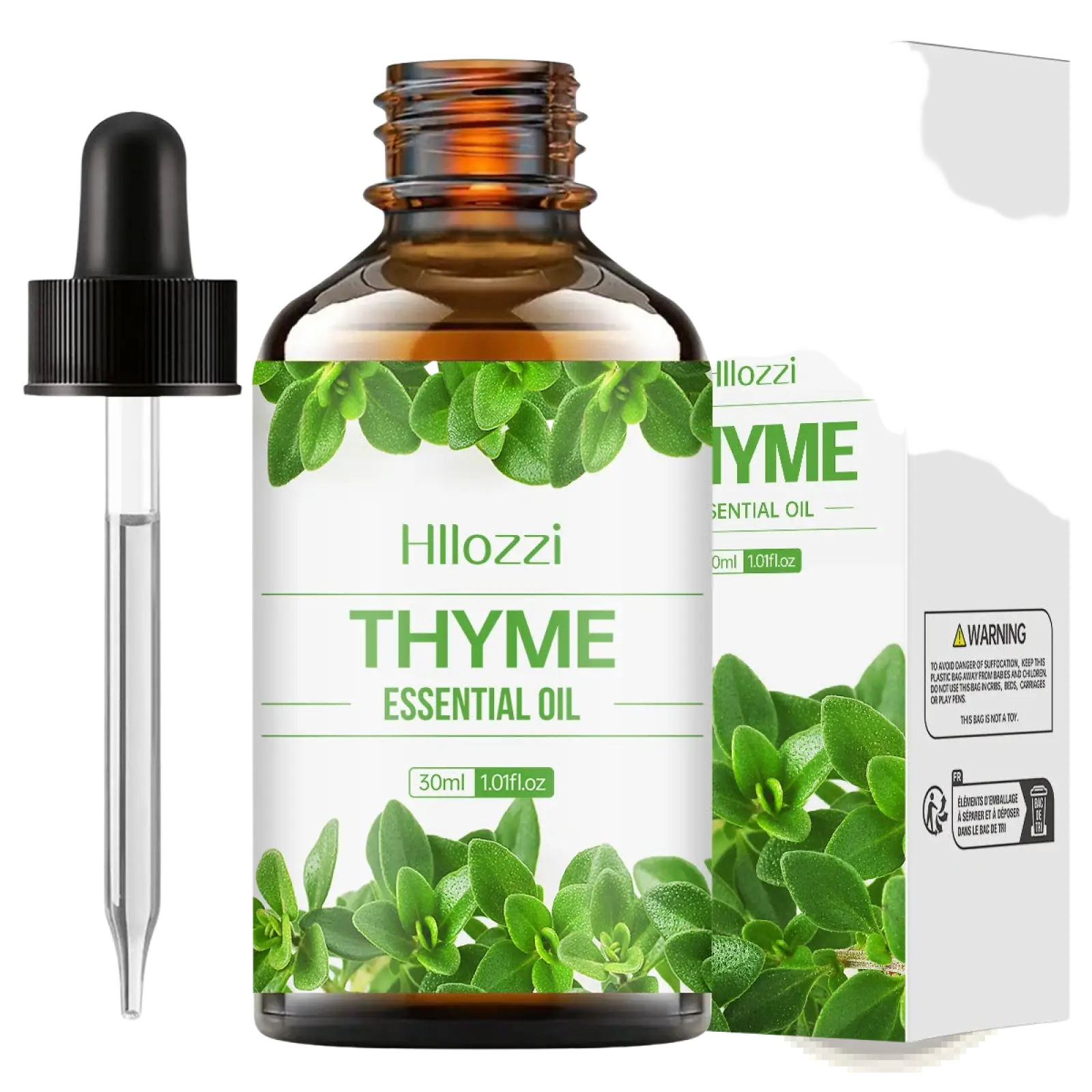 Hillozzi organic myrrh and wintergreen essential oil in a 30ml amber glass bottle with black dropper cap