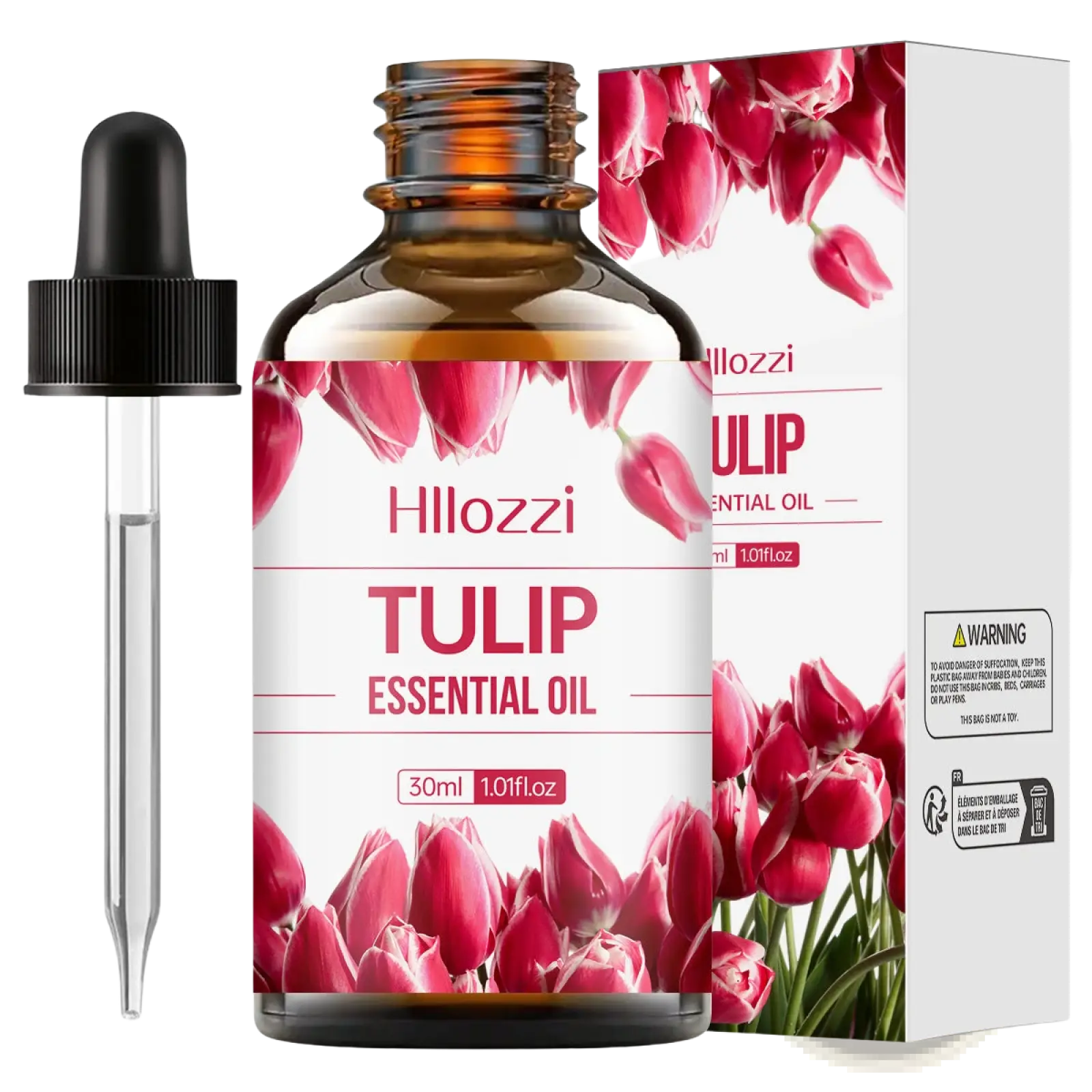 Hillozzi organic myrrh and wintergreen essential oil in a 30ml amber glass bottle with black dropper cap