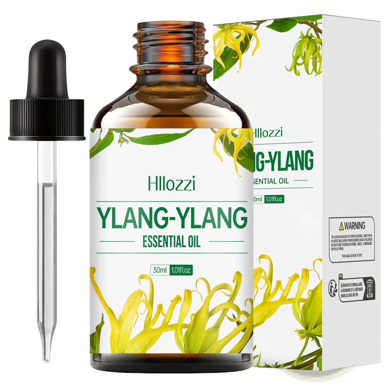 Hillozzi organic myrrh and wintergreen essential oil in a 30ml amber glass bottle with a black dropper cap