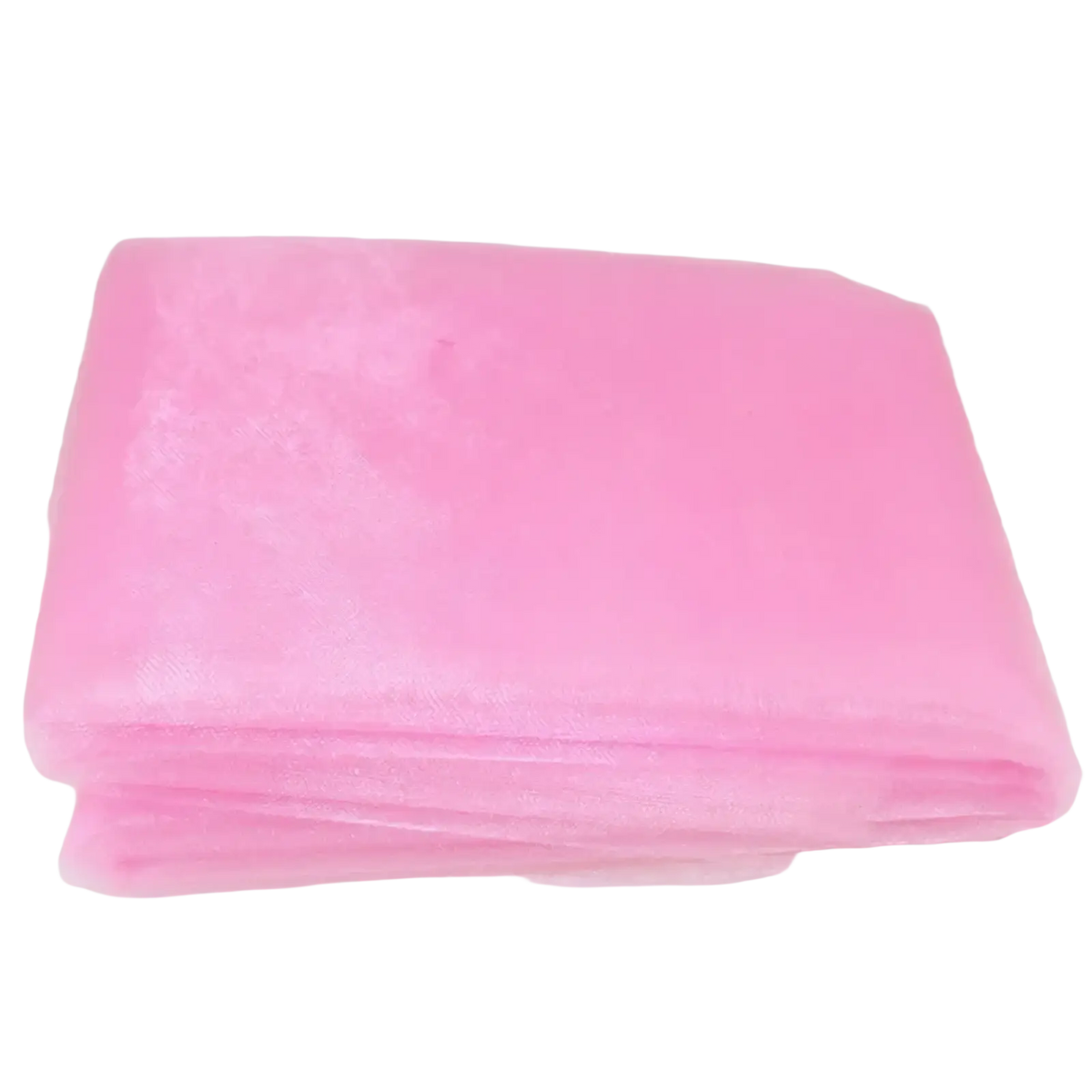 A stack of soft translucent pink organza fabric with 70cm width ideal for diy decor projects