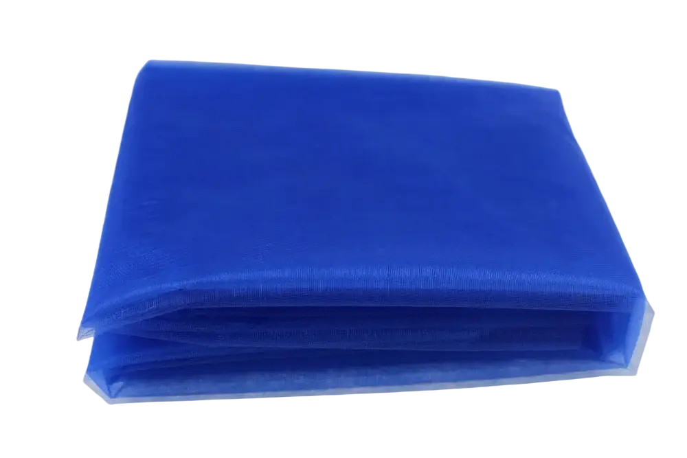 Organza fabric 70cm width diy decor roll in vibrant royal blue sheer mesh with delicate translucent texture folded neatly