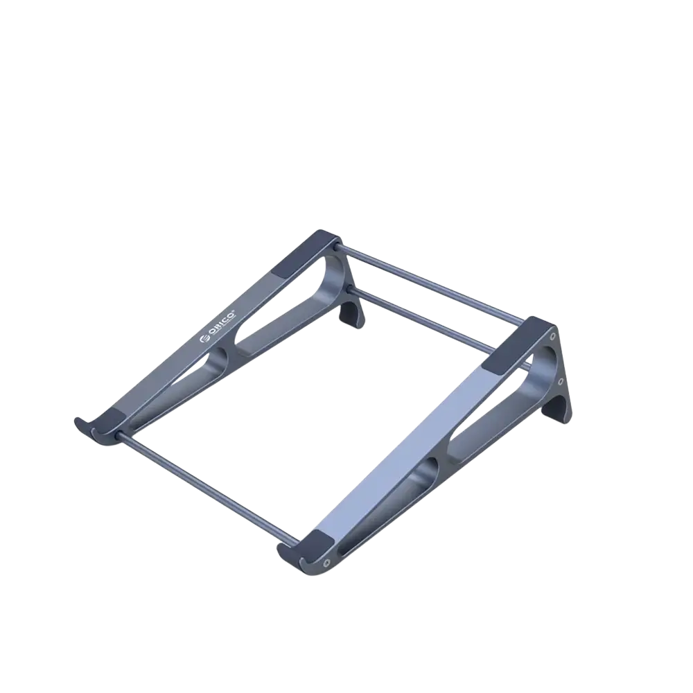 Gray aluminum orico portable laptop stand with sleek minimalist design for 13-14 inch laptops and desktop riser