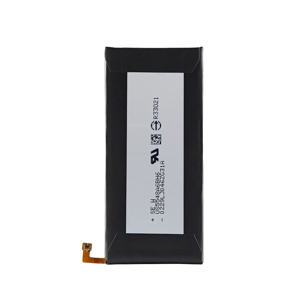 Black rectangular original bl-t30 battery with white label and orange connector for lg power2 l64vl m320f m320n m322 phones back side