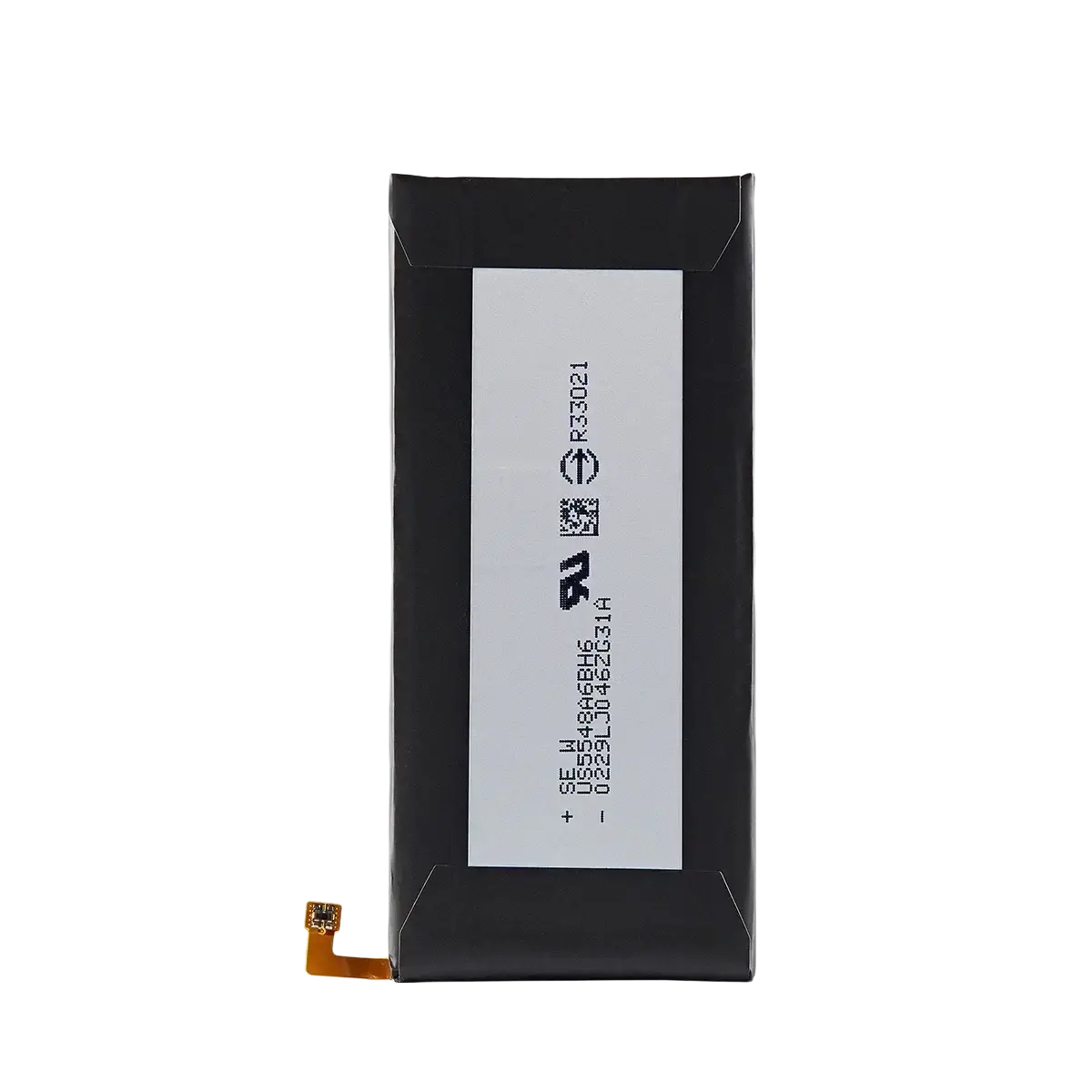 Black rectangular original bl-t30 battery with white label and orange connector for lg power2 l64vl m320f m320n m322 phones back side