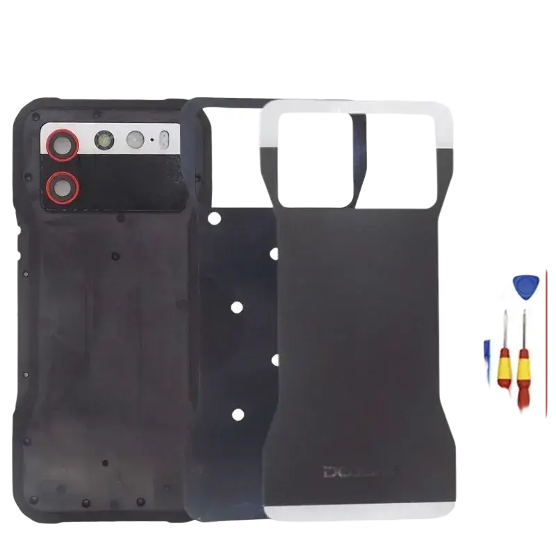Black rugged original doogee v20s battery cover with dual-camera module matte glass plate back side protective case