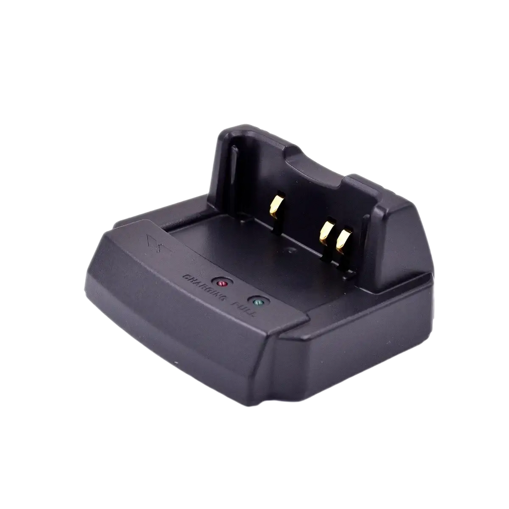 Original yaesu cd41 black plastic rapid charger tray with gold contacts and indicator lights for walkie-talkie charging