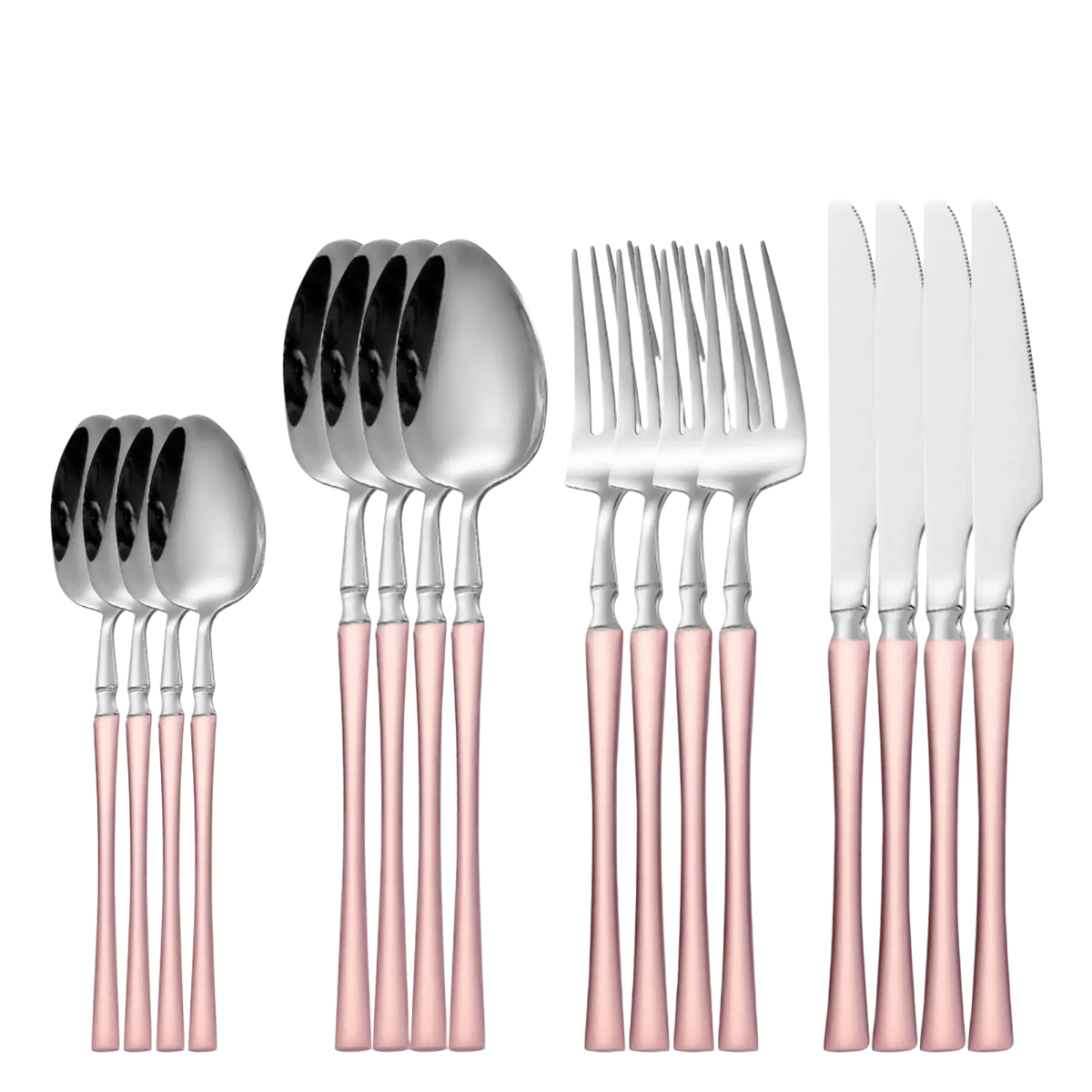 24-piece ornate stainless steel flatware set with rose gold handles for elegant dining