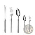 Ornate stainless steel flatware set with shiny stainless steel cutlery and fluted handles in an elegant design