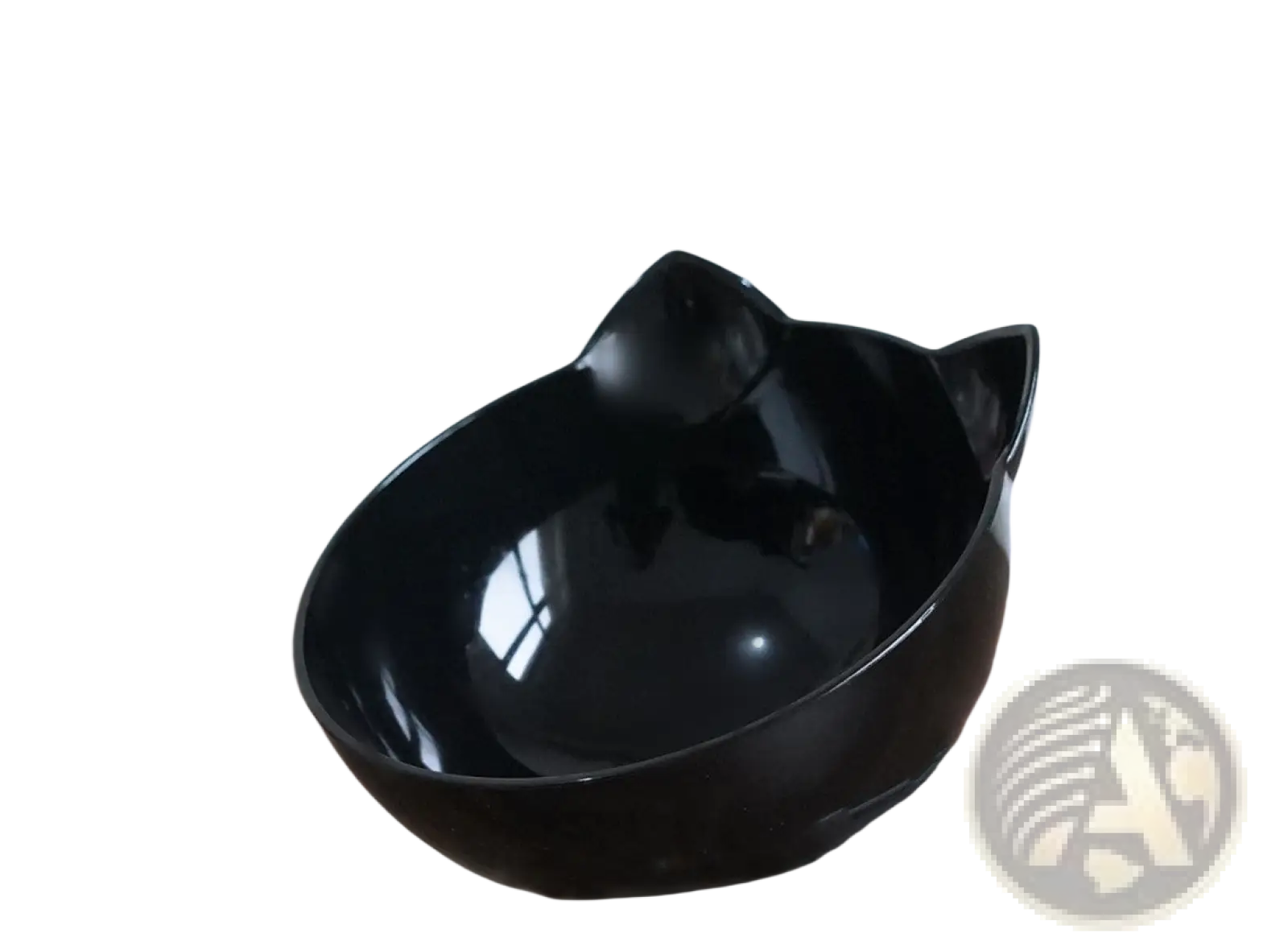 Black glossy ceramic orthopedic cat ear pet bowl with pointed ears and slanted neck protection for joint health