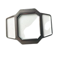 Silver-toned octagonal belt buckle with white and black abstract side panels on the oukitel wp30 pro replacement back cover case black