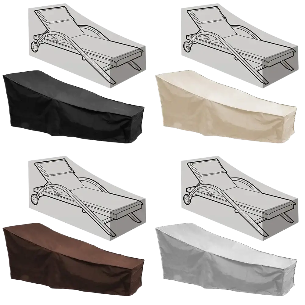 Outdoor chaise lounge covers waterproof weatherproof in black beige brown and gray for durable outdoor protection