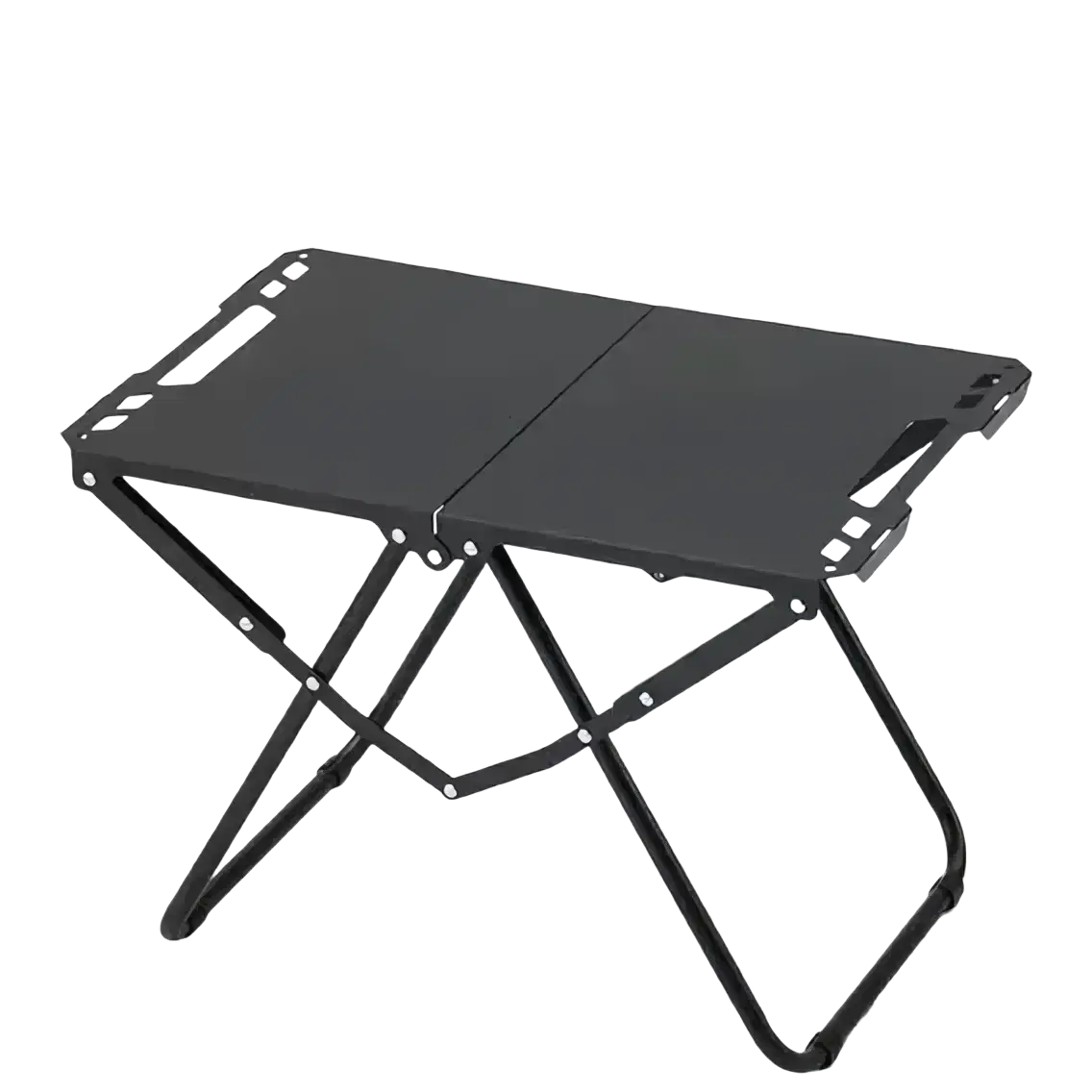 Black foldable camping table with sturdy carbon steel frame and minimalist design made in mainland china mainland
