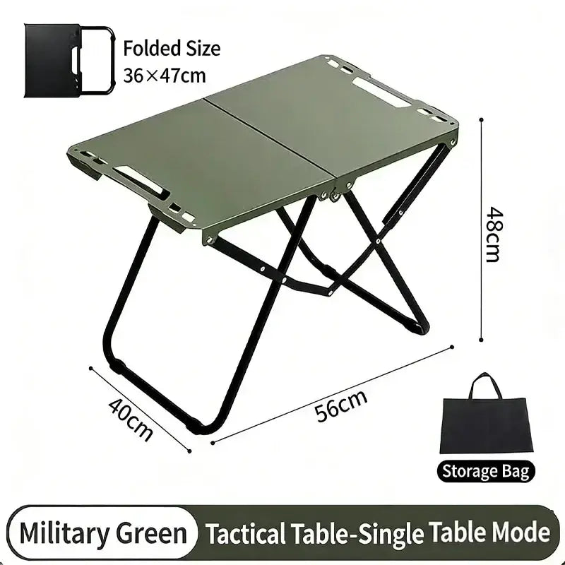 Military green tactical outdoor folding camping table with carbon steel black legs made in mainland china mainland